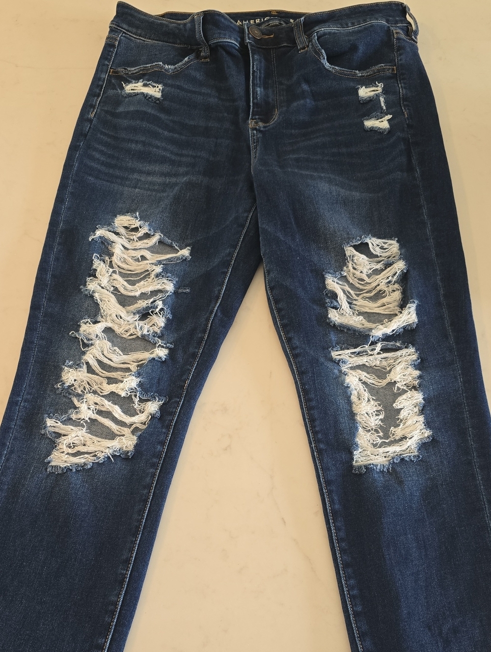 American Eagle Outfitters Dark Blue Ripped Skinny Jeans Size 14
